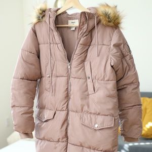 Forever 21 Winter Puffer Fur Mauve Coat